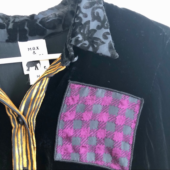 Vintage Max & Mabel patchwork velvet tunic sz M - Picture 5 of 11